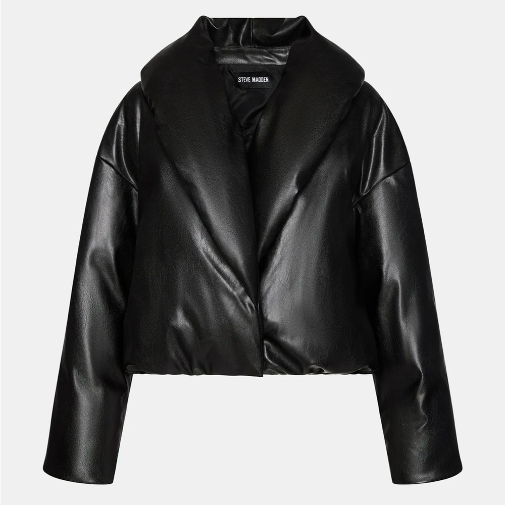 Steve Madden Glossy Black Leather Jacket